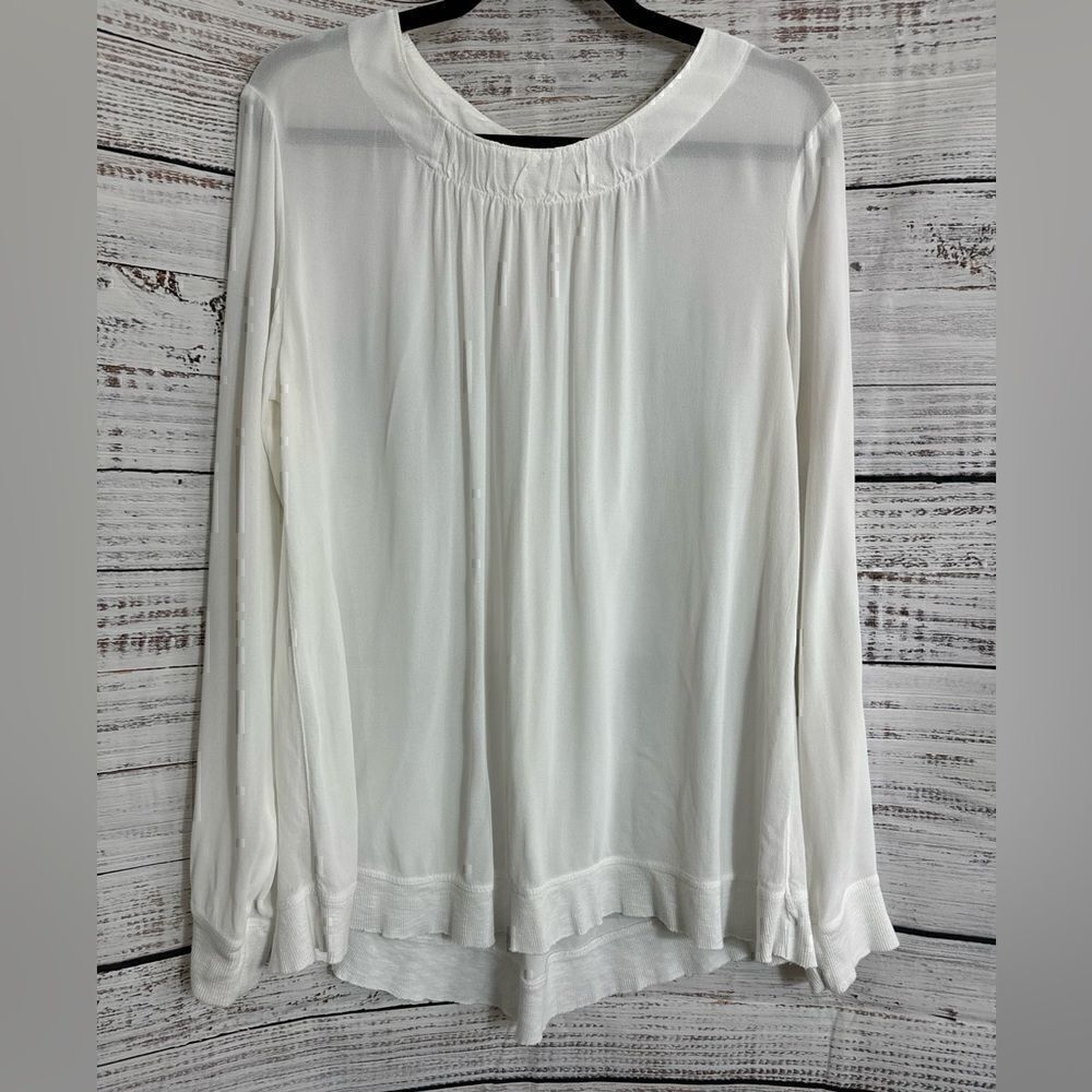 Wilt Top Womens Size Medium Chiffon ivory Blouse Long Sleeve light sheer White
